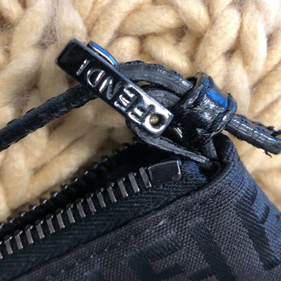 FENDI Zucca Black Leather and Nylon Gun Metal Hardware Bag w COA - Picture 10 of 13